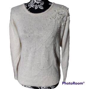 Vintage Jamie Scott Angora Pearl Embellished Sweater